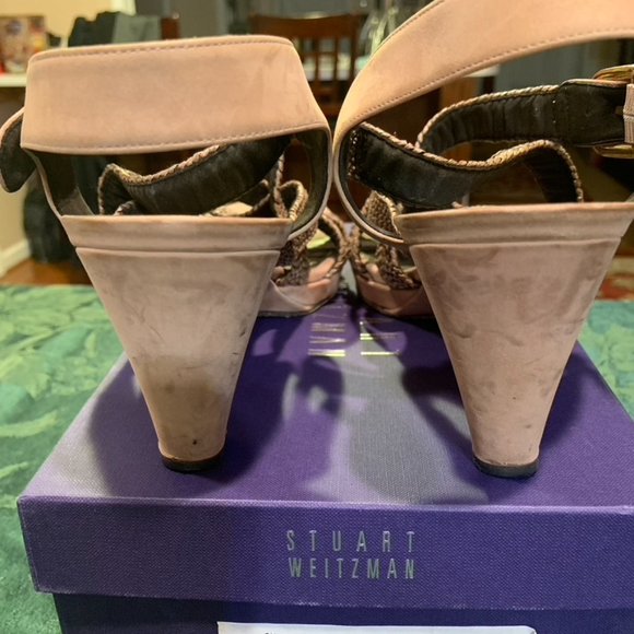 Stuart Weitzman Swinglish Crinkle Raffia Sling-back Sandal//Heel - Picture 4 of 5